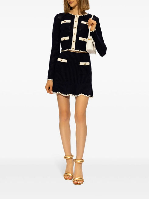 crochet-knit cropped cardigan